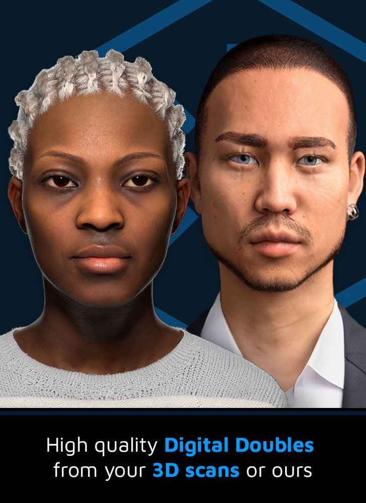 An african woman and an asian man, 3D characters